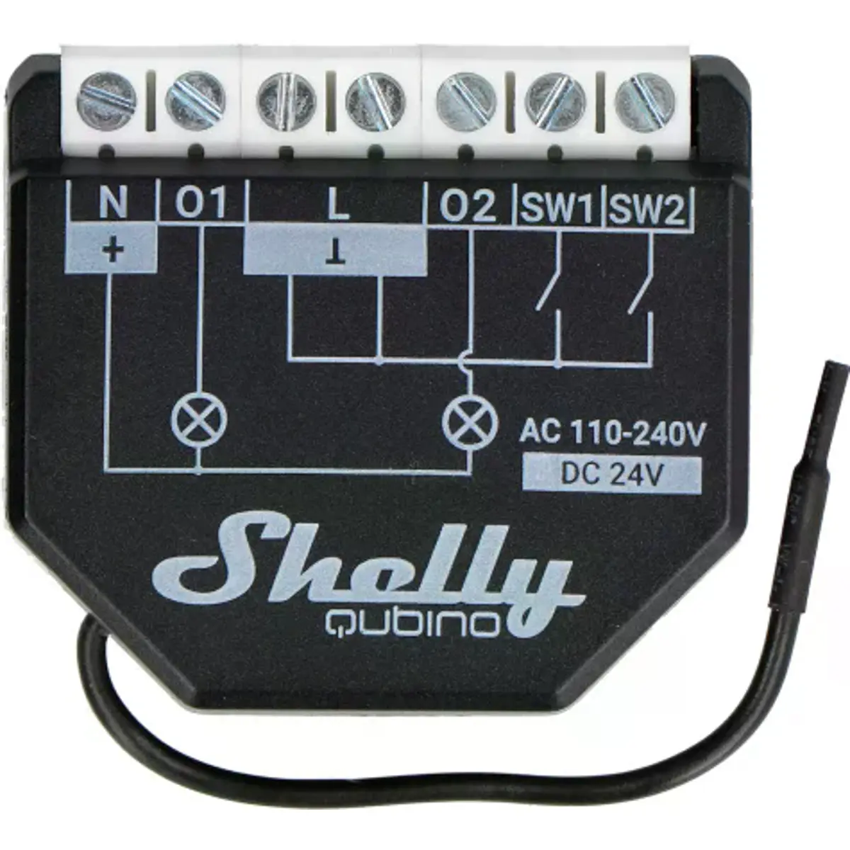 Shelly Qubino Wave 2PM - Módulo interruptor para automação Z-Wave c/ medição de energia 2 canais 10A - SHWAVE2PM