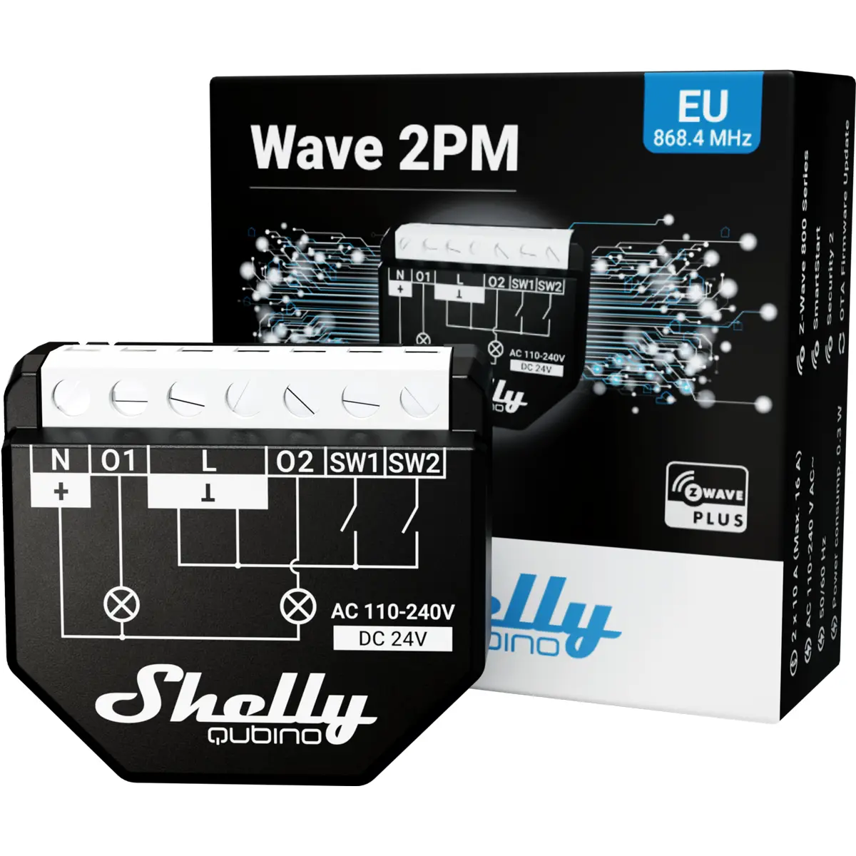 Shelly Qubino Wave 2PM - Módulo interruptor para automação Z-Wave c/ medição de energia 2 canais 10A - SHWAVE2PM - Image 6